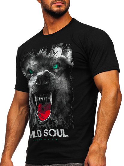 Tee-shirt imprimé pour homme noir Bolf 14499