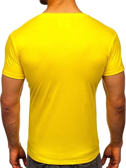 Tee-shirt pour homme sans imprimé jaune-fluo Bolf 2005