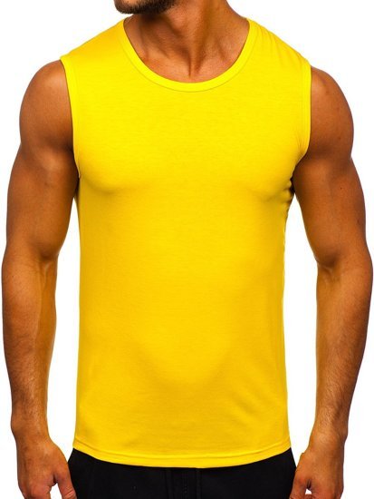 Tee-shirt tank top sans imprimé jaune Bolf 99001   