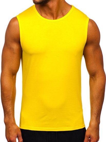 Tee-shirt tank top sans imprimé jaune-fluo Bolf 99001   