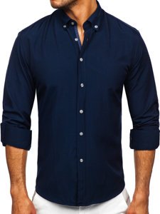 Chemise à manche longue pour homme bleue foncée Bolf 20716