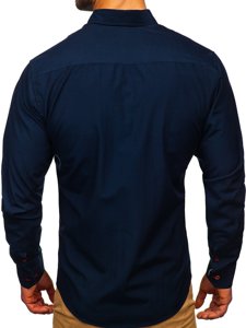 Chemise à manches longues pour homme bleue foncée Bolf 20710  