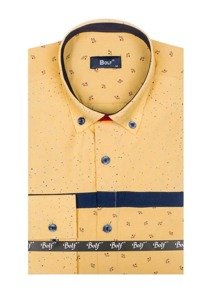Chemise à motifs à manche longue pour homme jaune Bolf 6903