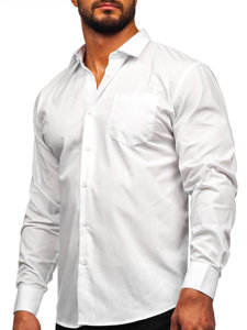 Chemise élégante à manche longue pour homme blanche Bolf M13