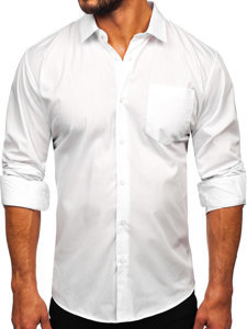 Chemise élégante à manche longue pour homme blanche Bolf M13