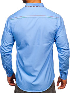 Chemise élégante à manche longue pour homme bleue claire Bolf 3701