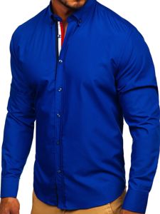 Chemise élégante à manche longue pour homme bleue cobalt Bolf 3713