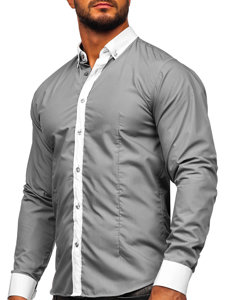 Chemise élégante à manche longue pour homme grise Bolf 21750
