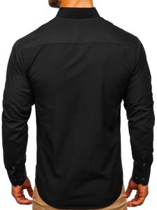 Chemise élégante à manches longues pour homme noire-bordeaux Bolf 5722-1