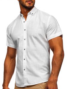 Chemise pour homme à manches courtes blanche Bolf 20501    