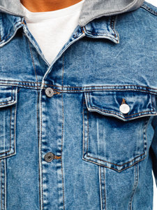 Homme Blouson en jean à capuche Bleu foncé Bolf HY959