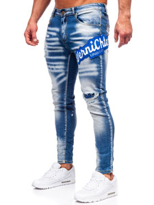 Homme Pantalon en jean slim fit Bleu foncé Bolf BC1068