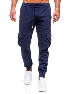 Homme Pantalon jogger cargo en jean Bleu foncé Bolf MP0105BS