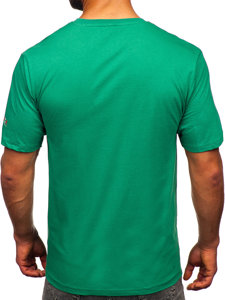 Homme T-shirt imprimé en coton Vert Bolf 14739