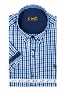 La chemise à carreaux avec les manches courtes pour homme bleue claire Bolf 4510