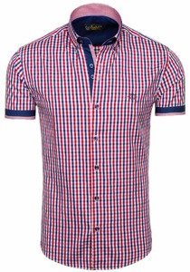 La chemise à carreaux avec les manches courtes pour homme rouge Bolf 4510
