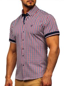 La chemise à carreaux avec les manches courtes pour homme rouge Bolf 4510