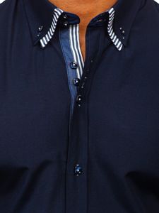 La chemise avec les manches courtes pour homme bleue foncée Bolf 2911