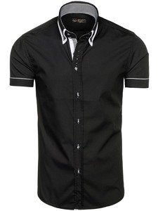 La chemise avec les manches courtes pour homme noire Bolf 3520