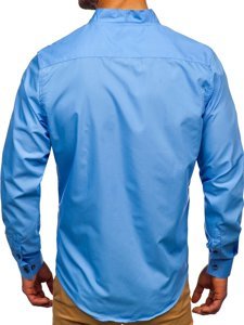 La chemise avec les manches longues pour homme bleue claire Bolf 5720