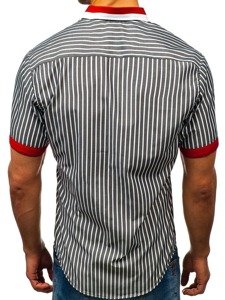 La chemise élégante à carreaux avec les manches courtes pour homme grise Bolf 4501