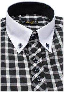 La chemise élégante à carreaux avec les manches courtes pour homme noire Bolf 5531