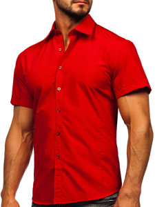 La chemise élégante avec les manches courtes pour homme bordeaux Bolf 7501