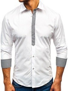 La chemise élégante avec les manches longues pour homme blanche Bolf 0939