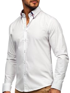 La chemise élégante avec les manches longues pour homme blanche Bolf 2705