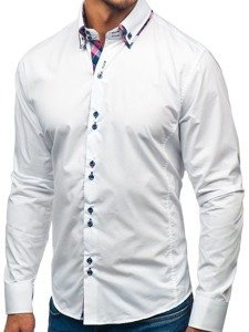 La chemise élégante avec les manches longues pour homme blanche Bolf 2712