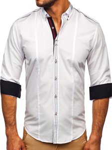 La chemise élégante avec les manches longues pour homme blanche Bolf 4707