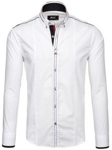 La chemise élégante avec les manches longues pour homme blanche Bolf 4707