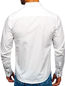 La chemise élégante avec les manches longues pour homme blanche Bolf 4713