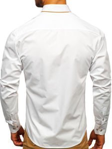 La chemise élégante avec les manches longues pour homme blanche Bolf 4777