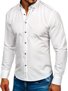 La chemise élégante avec les manches longues pour homme blanche Bolf 6920