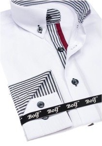 La chemise élégante avec les manches longues pour homme blanche Bolf 6943