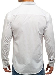 La chemise élégante avec les manches longues pour homme blanche Bolf 6943