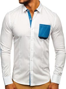 La chemise élégante avec les manches longues pour homme blanche Bolf 7192