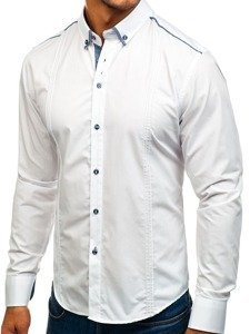 La chemise élégante avec les manches longues pour homme blanche Bolf 8821