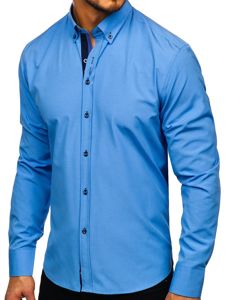 La chemise élégante avec les manches longues pour homme bleu ciel Bolf 8840-1