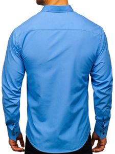La chemise élégante avec les manches longues pour homme bleu ciel Bolf 8840-1