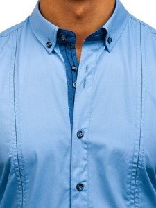 La chemise élégante avec les manches longues pour homme bleue claire Bolf 8822