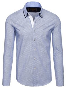 La chemise élégante avec les manches longues pour homme bleue claire Bolf 9658