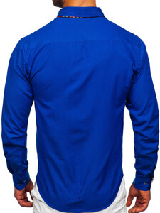 La chemise élégante avec les manches longues pour homme bleue moyenne Bolf 4704