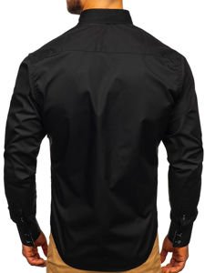 La chemise élégante avec les manches longues pour homme noir Bolf 0926