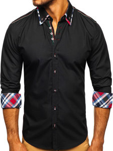 La chemise élégante avec les manches longues pour homme noire Bolf 3701