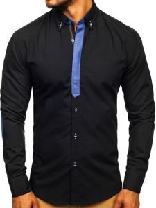 La chemise élégante avec les manches longues pour homme noire Bolf 3725
