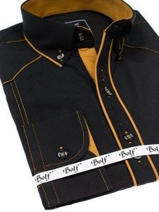 La chemise élégante avec les manches longues pour homme noire Bolf 4777