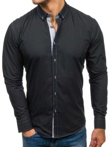 La chemise élégante avec les manches longues pour homme noire Bolf 5777