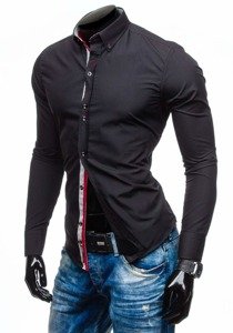 La chemise élégante avec les manches longues pour homme noire Bolf 5819